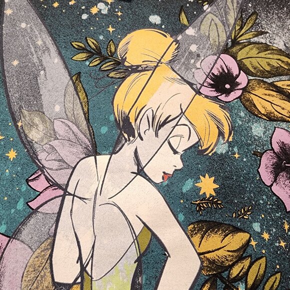 Disney Tinker Bell Peter Pan T Shirt Boy Friend T Grey Splatter Dye Print Large - Picture 2 of 14